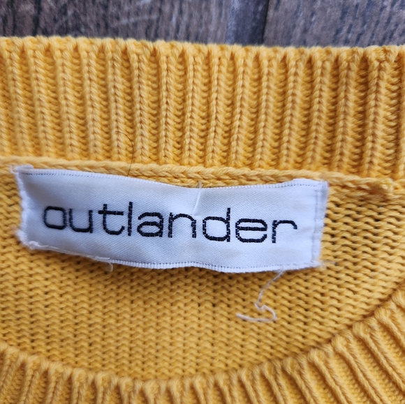 Vintage 90's Outlander knit sweater dress in golden yellow and white spots - Picture 5 of 9